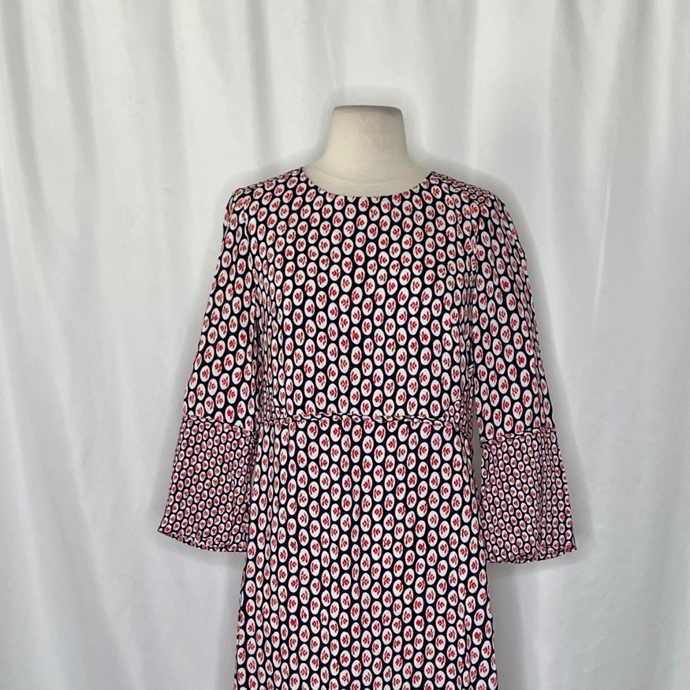NWT!! BODEN Edna Tunic Top Retro Floral Navy Blue Red Preppy Polka Dot Size 6 - Picture 4 of 12